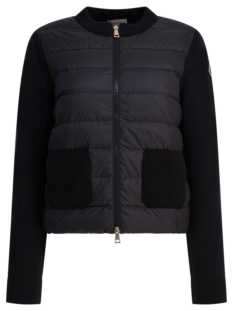 Moncler Moncler Padded Wool Cardigan Black - World Class Fashion