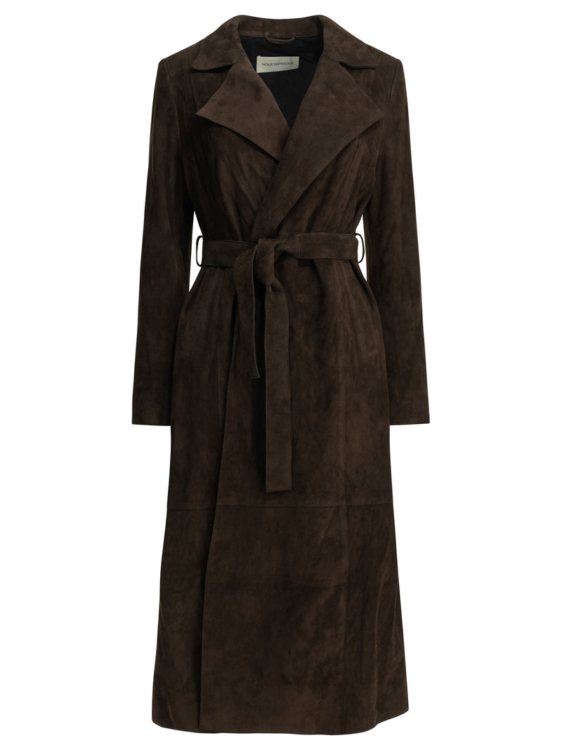 Nour Hammour Nour Hammour Abrigo de cuero Winona Marrón Mujer - World Class Fashion