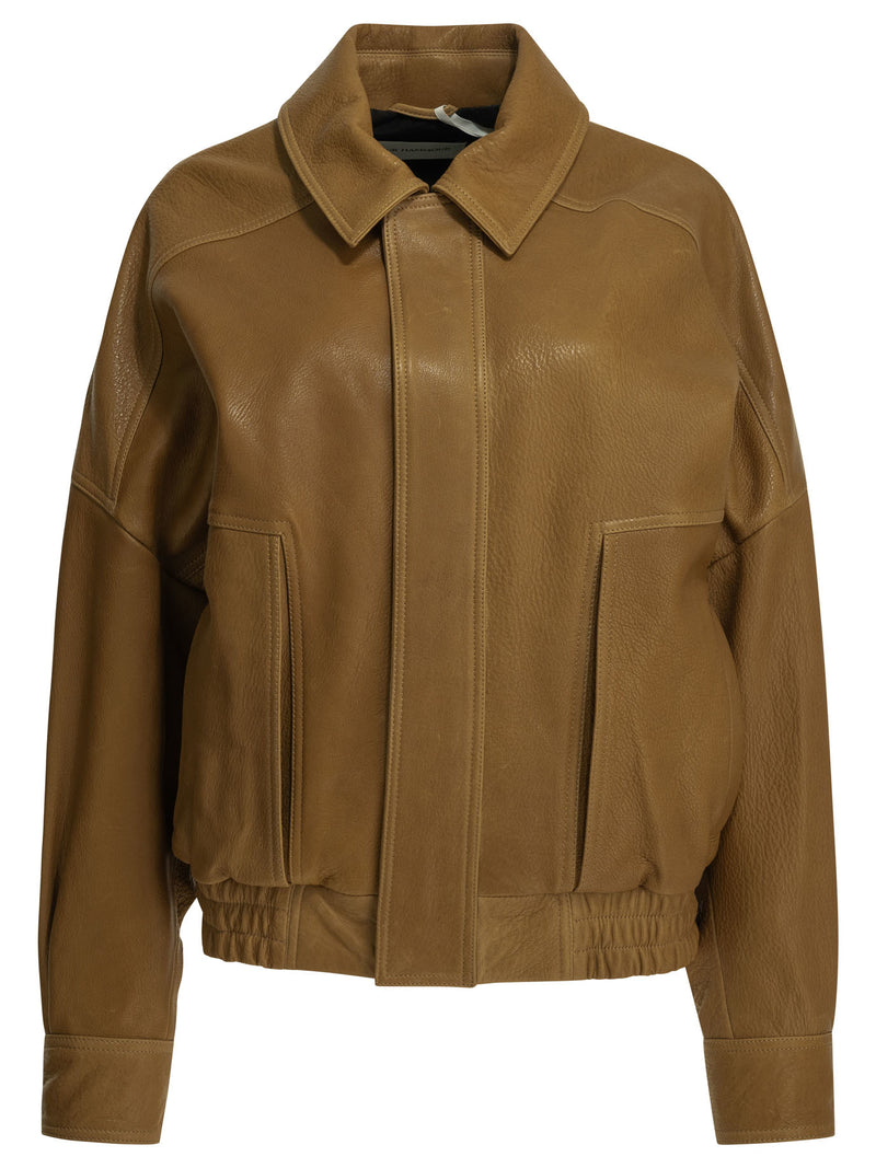 Nour Hammour Chaqueta de cuero Nour Hammour Dalma para mujer, color marrón - World Class Fashion