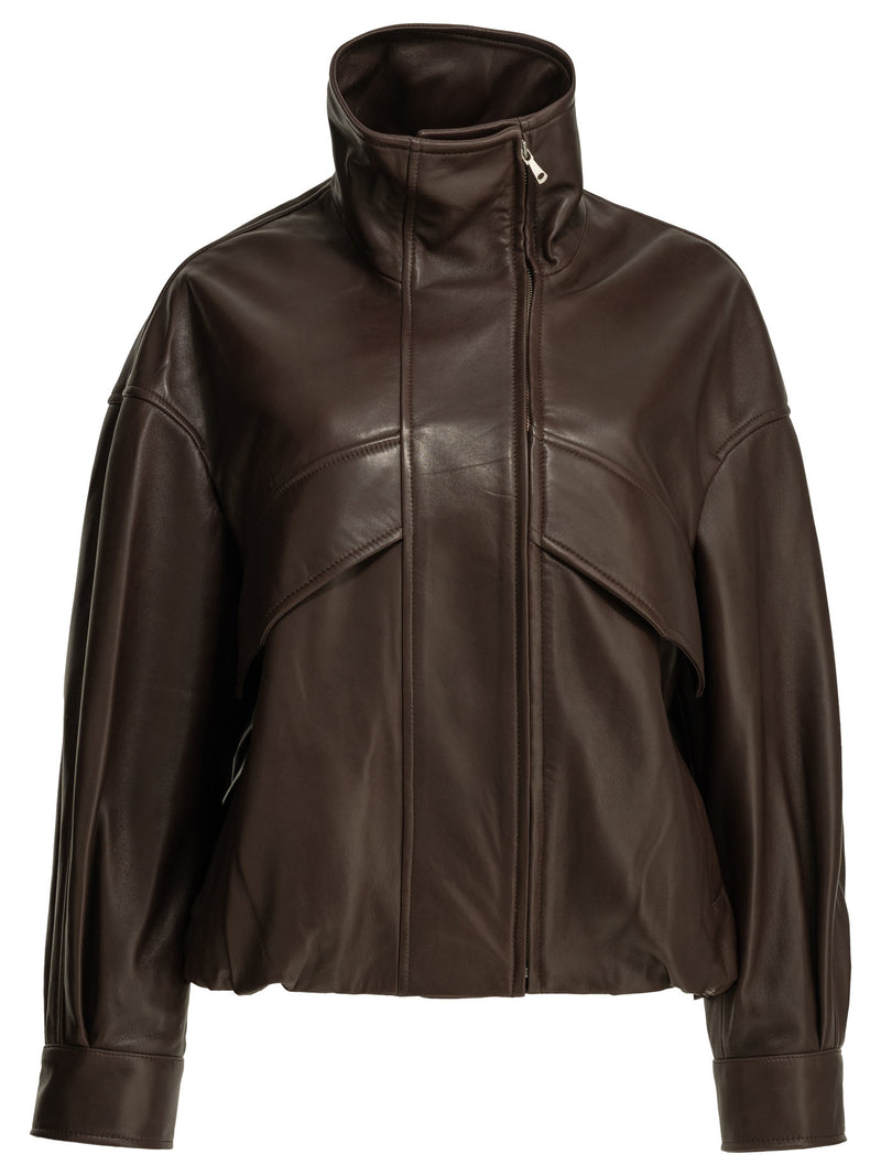 Nour Hammour Nour Hammour Roland Chaqueta de piel marrón - World Class Fashion