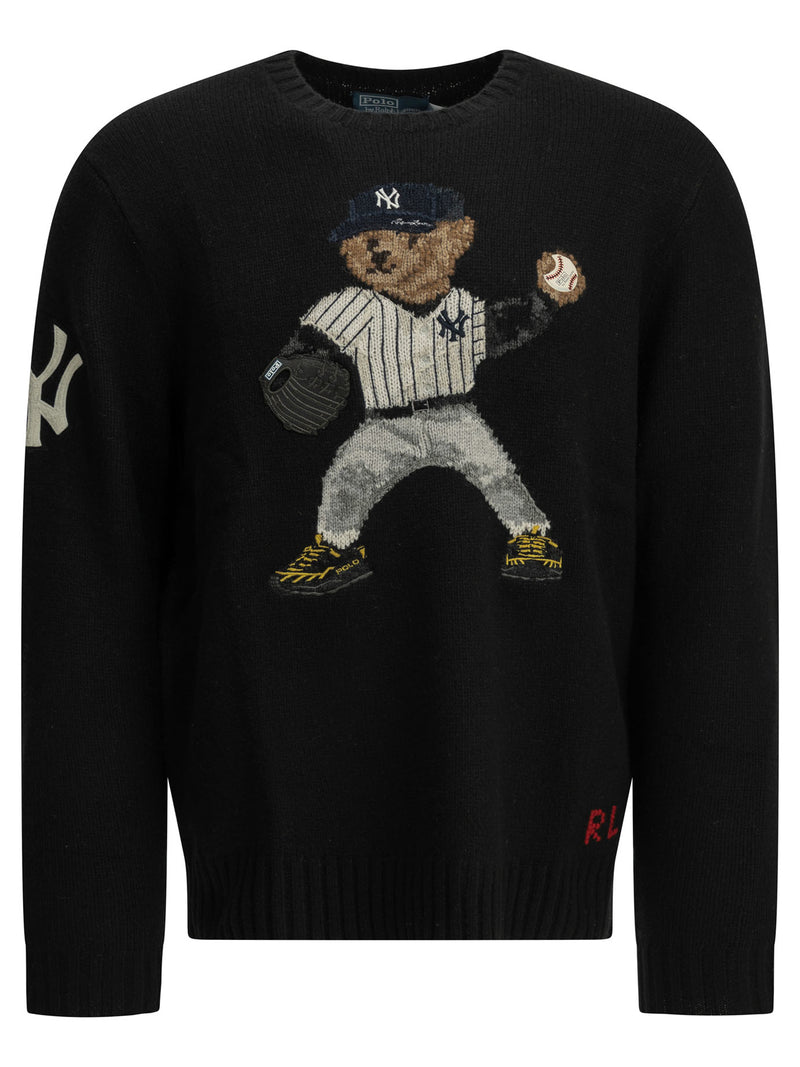 Polo Ralph Lauren Polo Ralph Lauren Polo Bear X Yankees Crew-neck Sweater Black - World Class Fashion