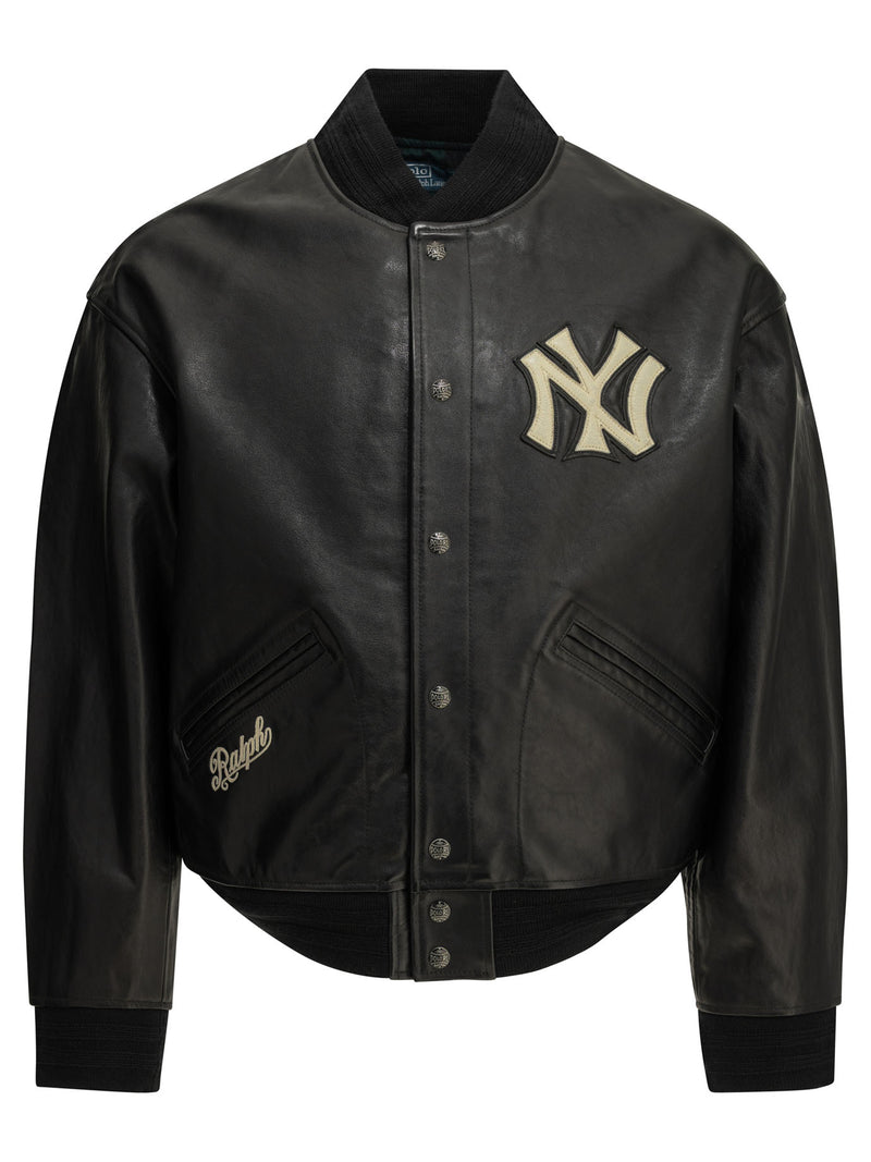 Polo Ralph Lauren Polo Ralph Lauren Yankees Leather Jacket Black - World Class Fashion