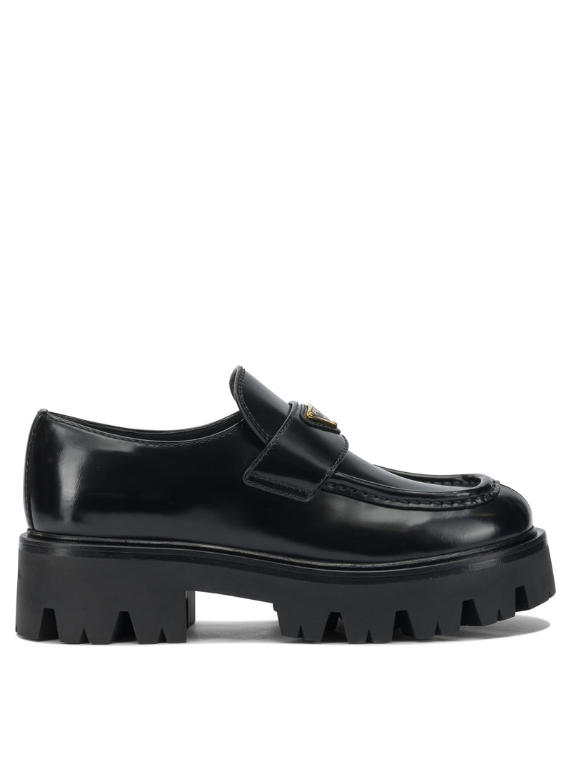 Prada Prada Brushed Leather Loafers Black Women - World Class Fashion