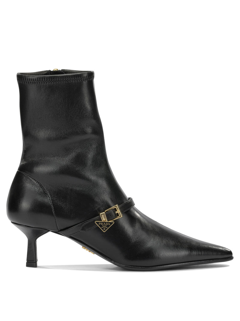 Prada Prada Stretch Leather Ankle Boots Black Women - World Class Fashion