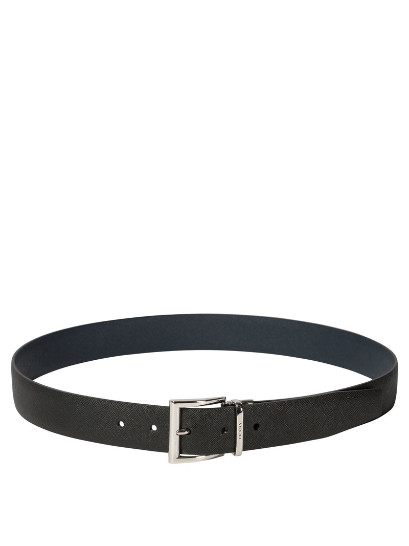 Prada Prada Reversible Saffiano Leather Belt Black - World Class Fashion