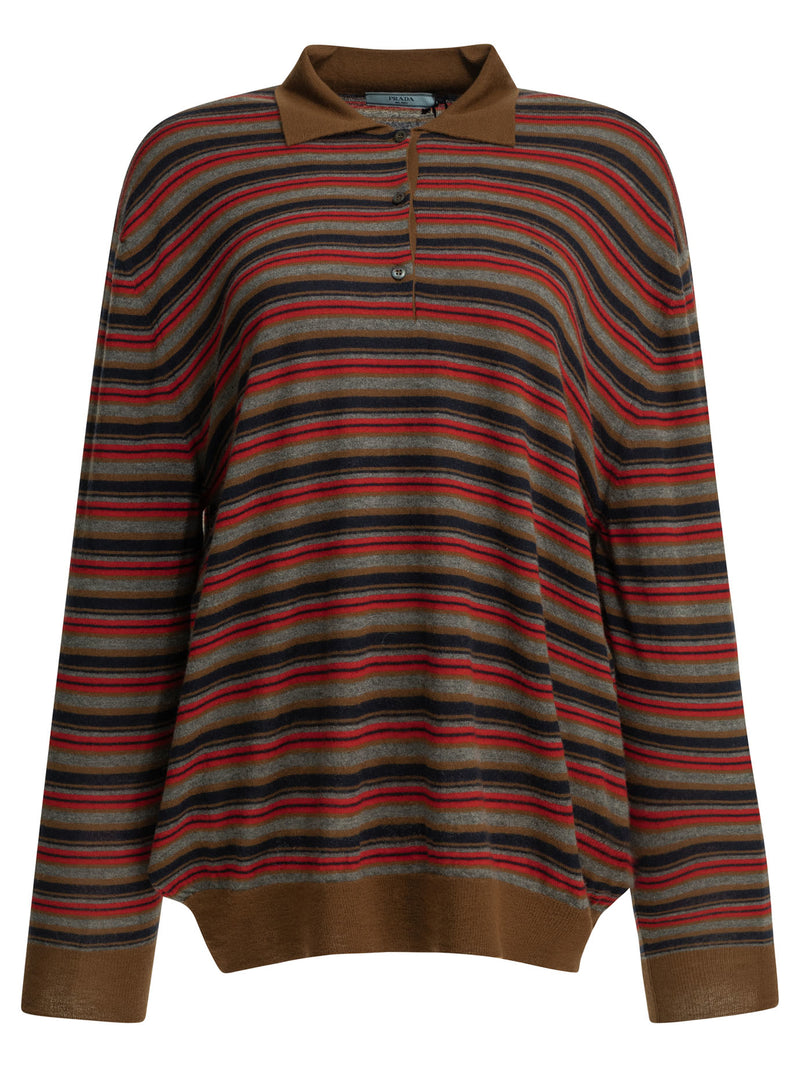 Prada Prada Cashmere Polo Sweater Red - World Class Fashion