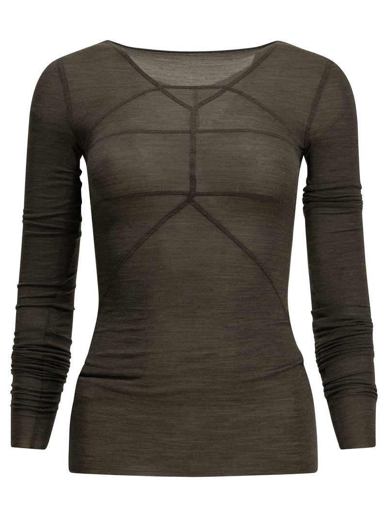 Rick Owens Rick Owens LS Temple T Casual Top Brown - World Class Fashion