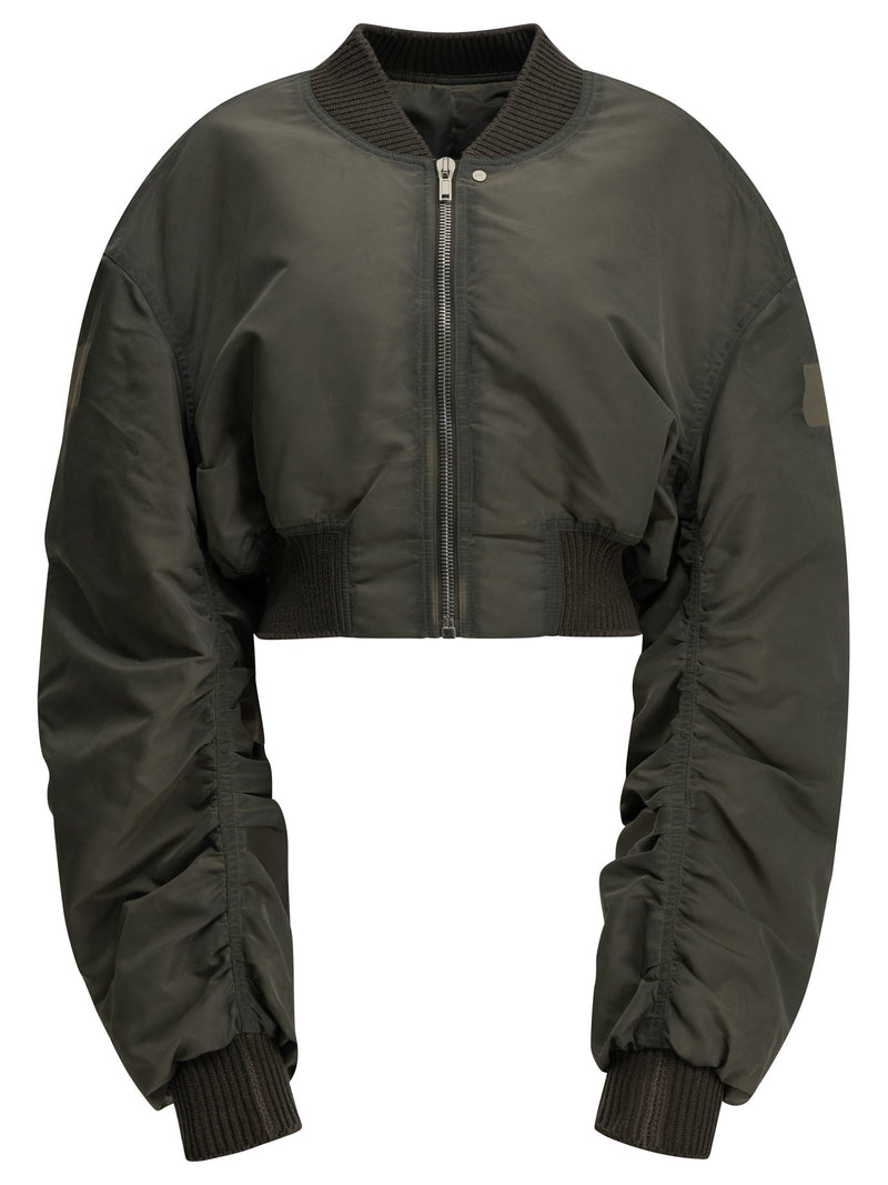 Rick Owens Rick Owens Secchia Cropped Flight Bomber Jacket Grey - World Class Fashion
