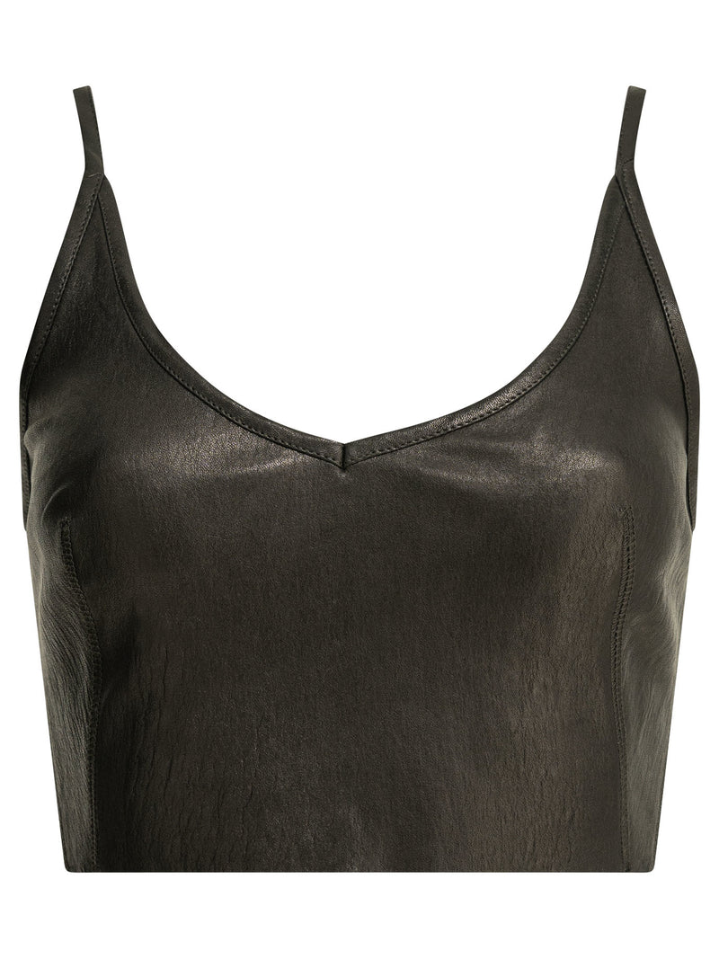 Rick Owens Rick Owens Leather Bra Top Black - World Class Fashion