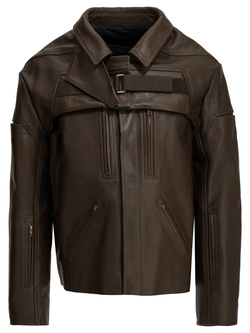 Rick Owens Rick Owens 2 Piece Mac Leather Jacket Brown - World Class Fashion