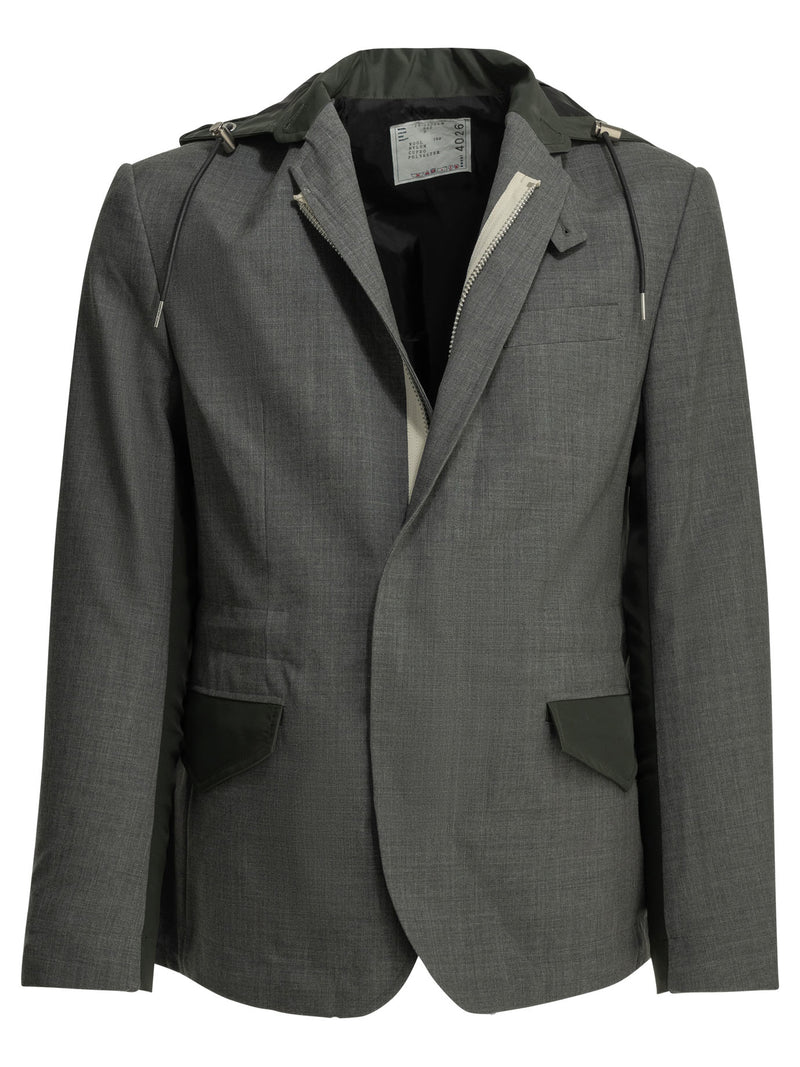Sacai Sacai X Nylon Blazer Grey Men - World Class Fashion