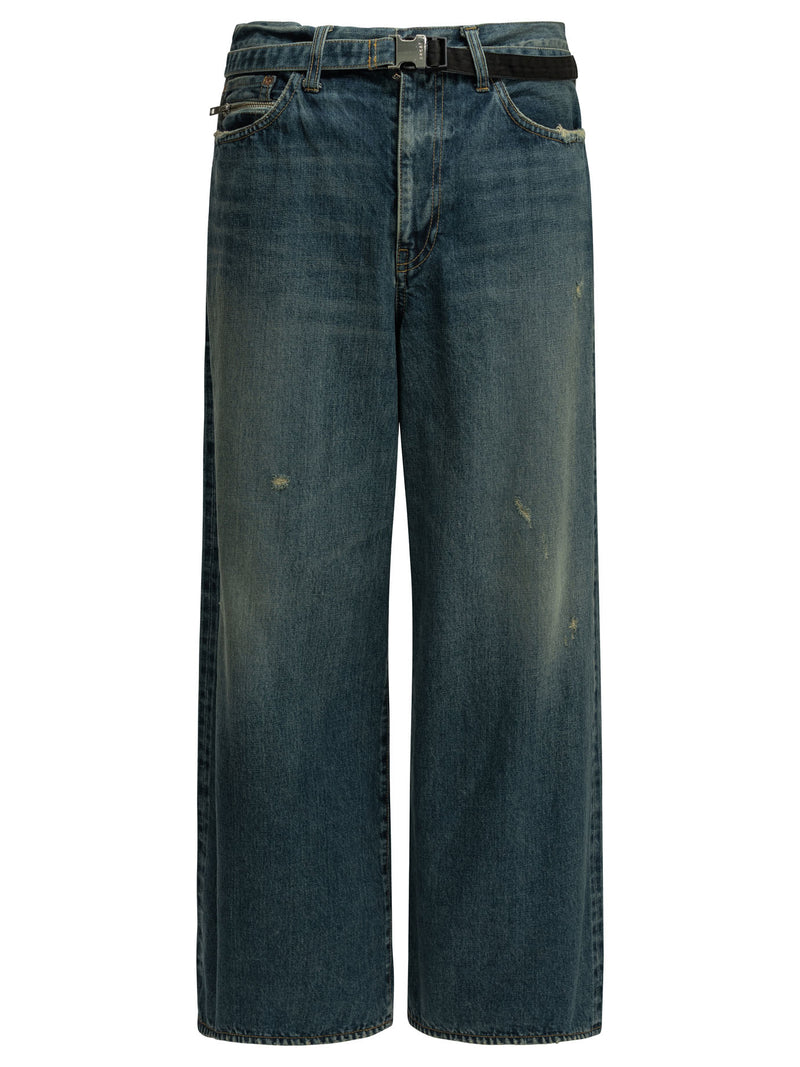Sacai Sacai Beyondexx Wide-leg Jeans Blue - World Class Fashion