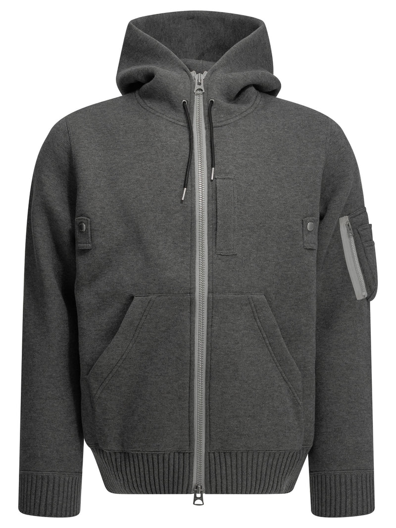 Sacai Sacai Zip-up Hooded Sweatshirt Grey Men - World Class Fashion
