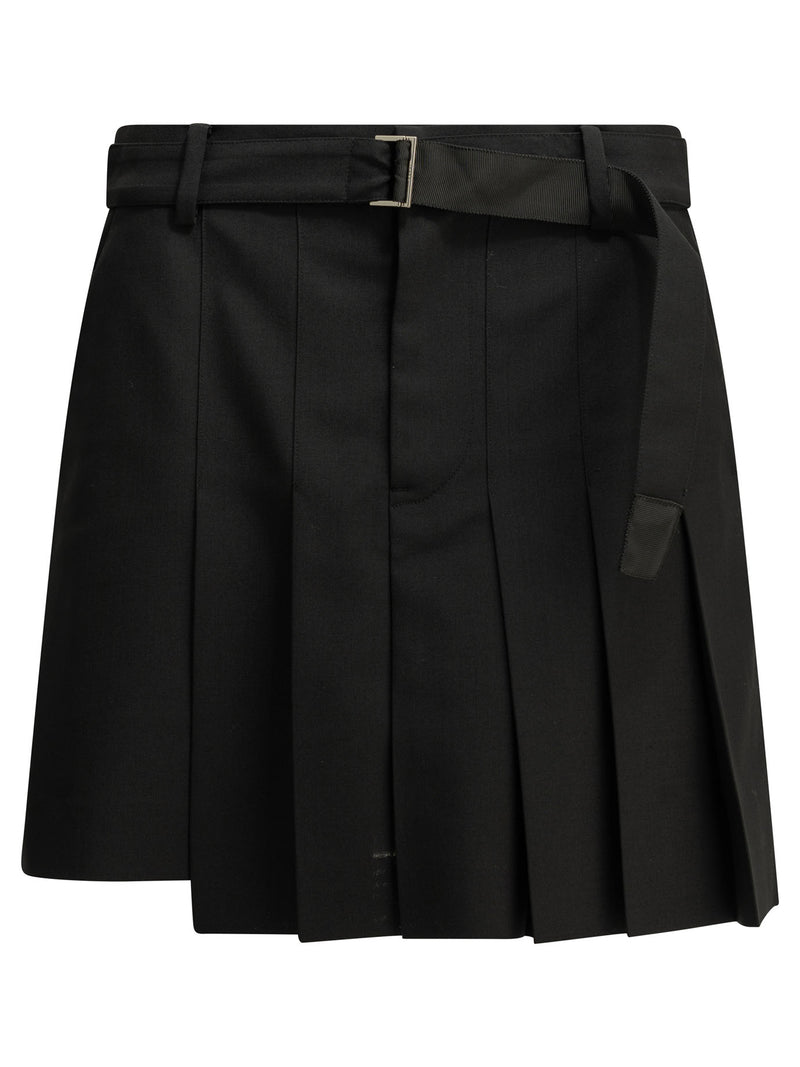 Sacai Sacai Wool Blend Formal Shorts Black - World Class Fashion