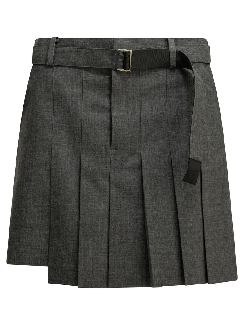 Sacai Sacai Wool Blend Formal Shorts Grey Women - World Class Fashion