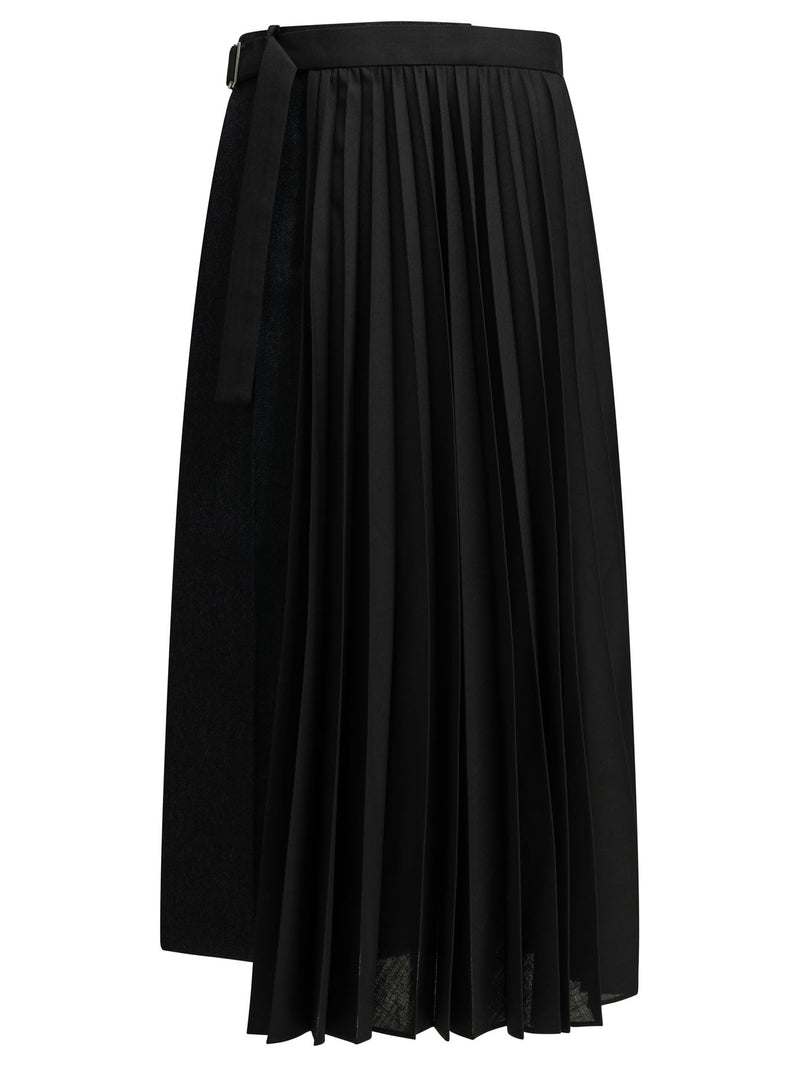 Sacai Sacai Pleated Midi Skirt Blue Women - World Class Fashion