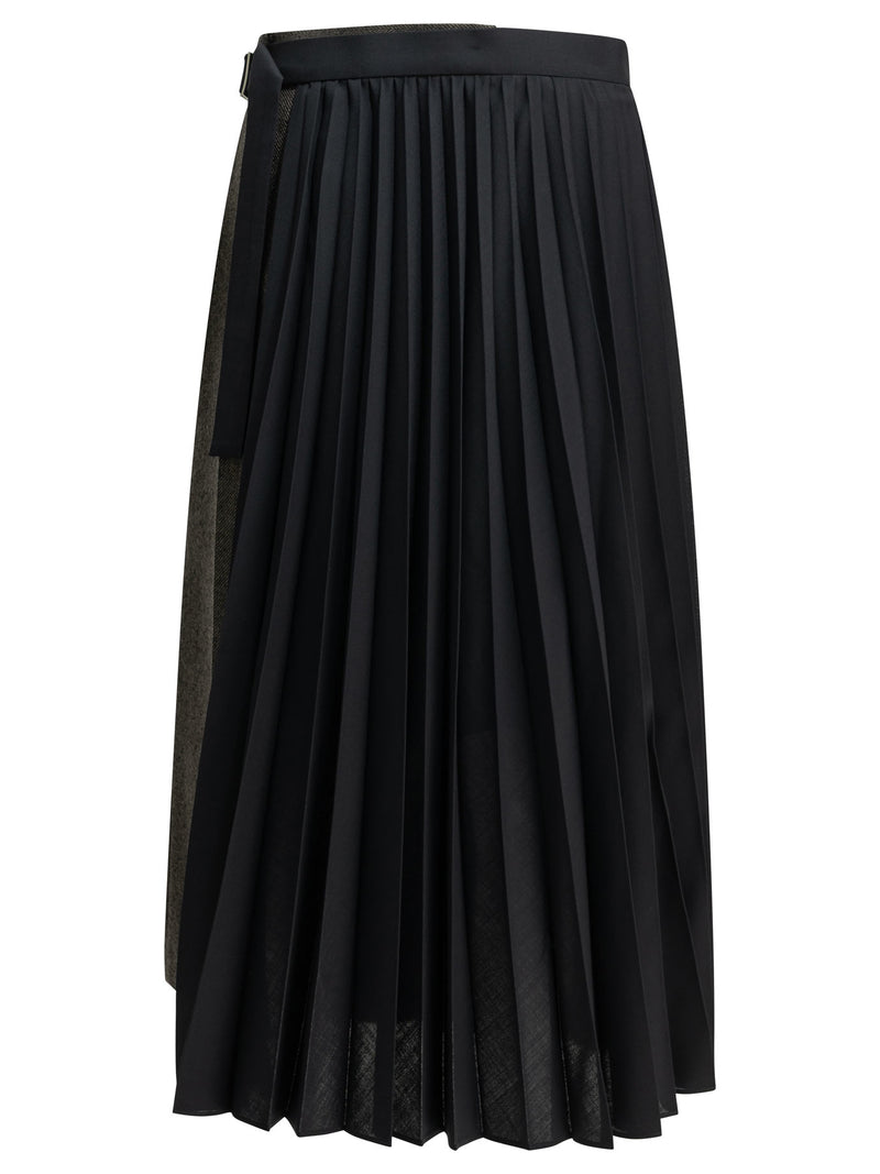 Sacai Sacai Pleated Midi Skirt Brown Women - World Class Fashion