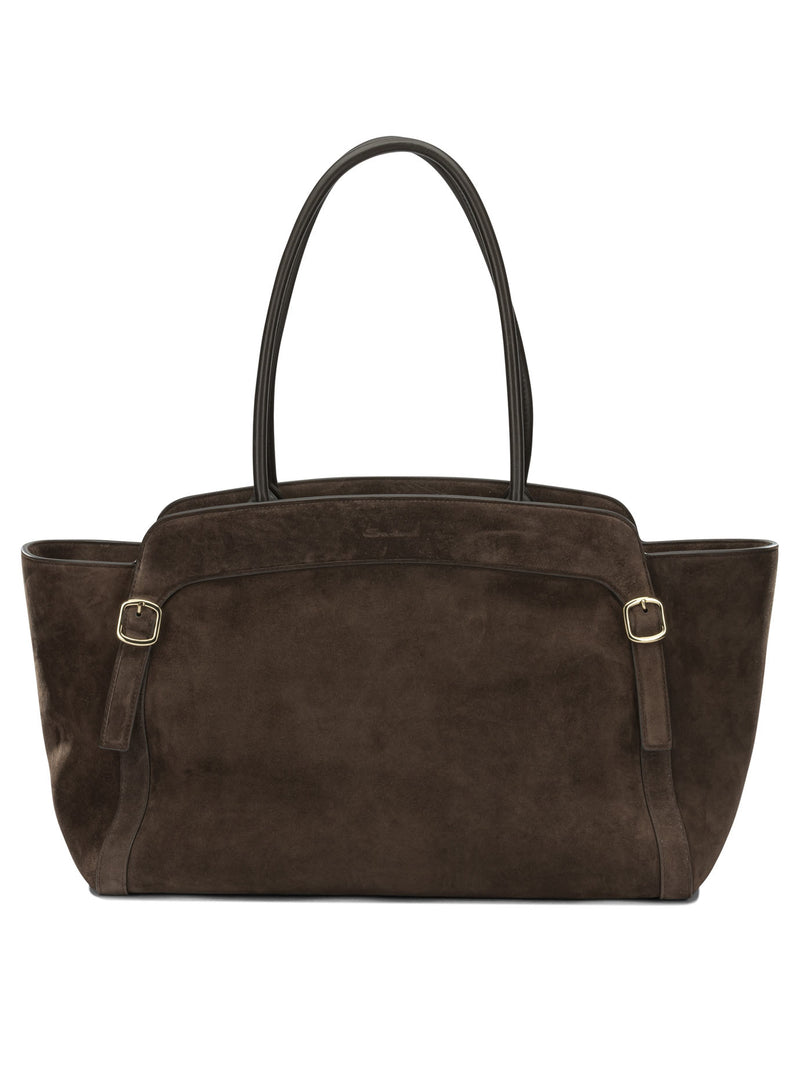 Santoni Santoni Double Buckle Medium Shoulder Bag Brown - World Class Fashion
