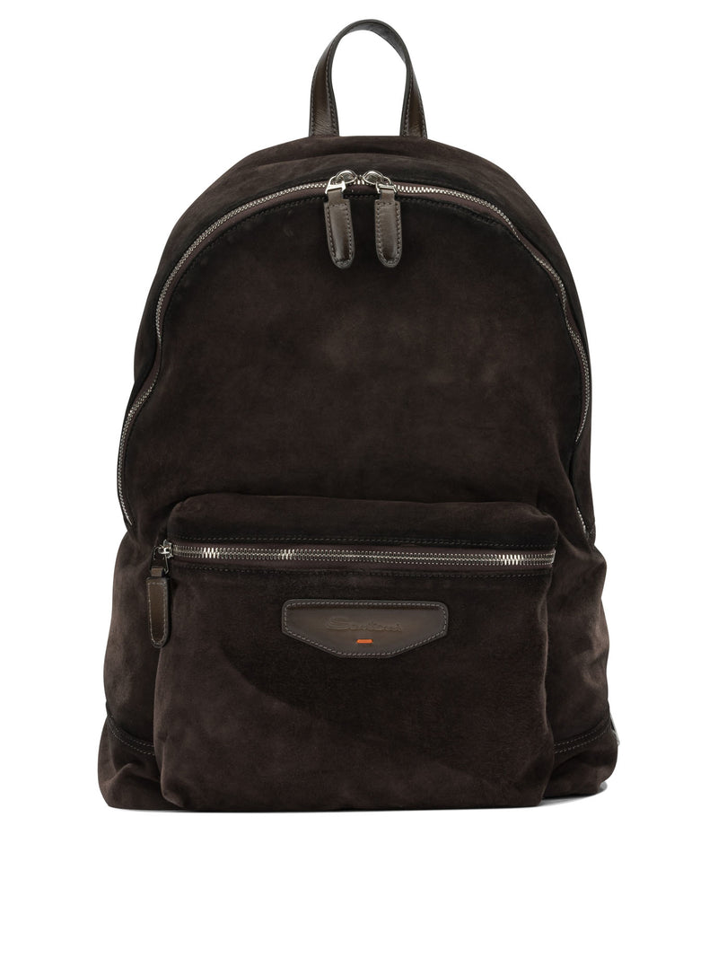 Santoni Santoni Casual Suede Backpack Brown - World Class Fashion