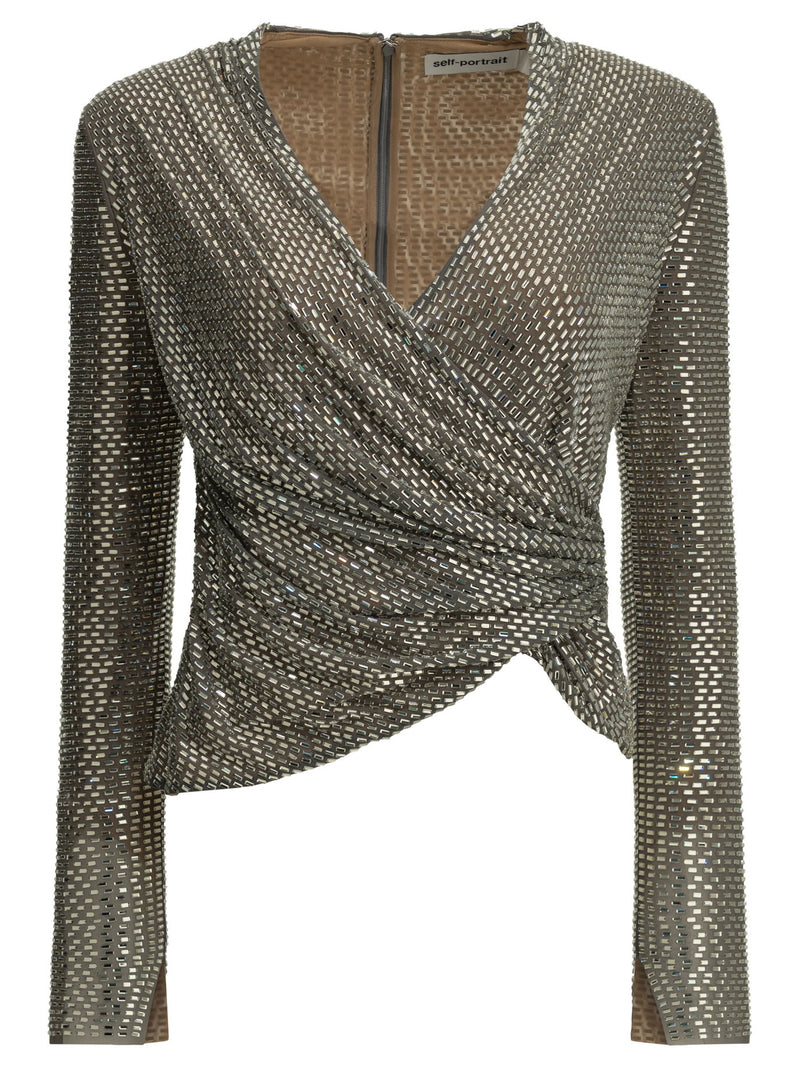 Self-portrait Self-portrait Casual Peplum Top Silver Women - World Class Fashion