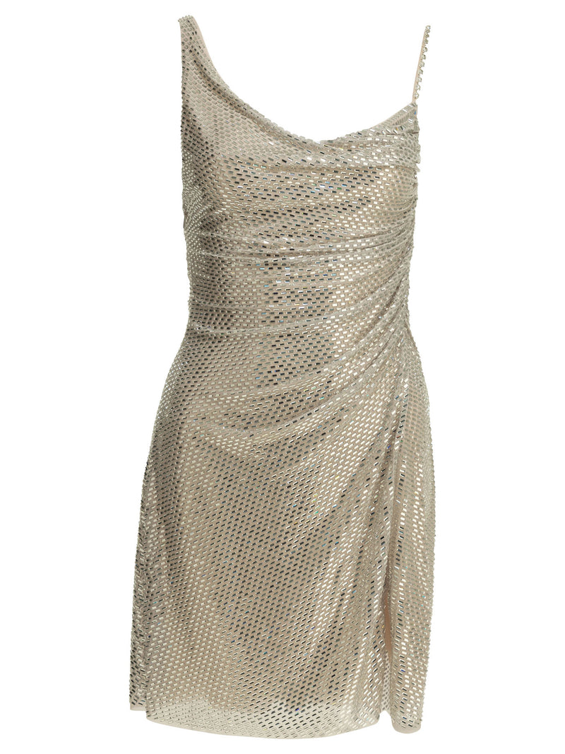Self-portrait Self-portrait Rhinestone Short Dress Silver Women - World Class Fashion