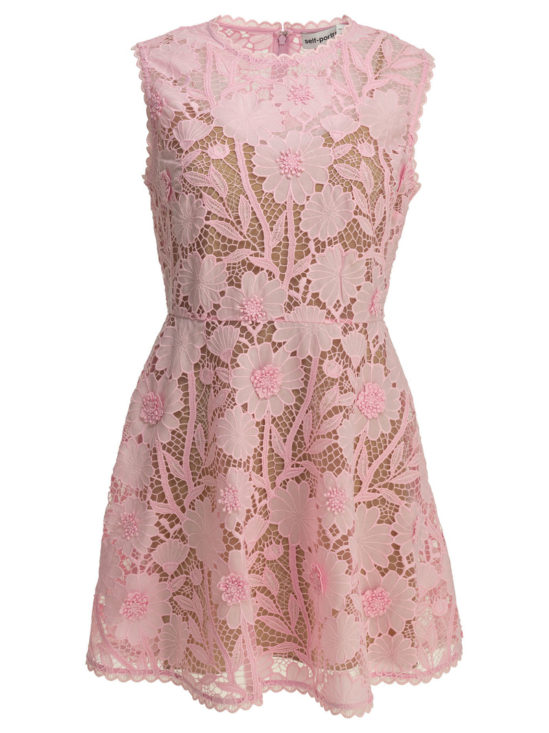 Self-portrait Self-portrait Short Lace Dress Pink - World Class Fashion