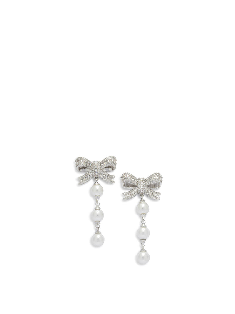 Self-portrait Self-portrait Dangling Earrings with Pearls & Crystals Silver - World Class Fashion