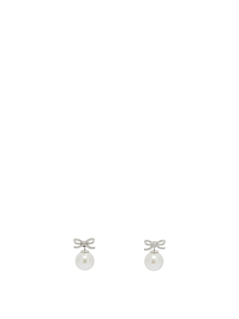 Self-portrait Self-portrait Pearl and Crystal Earrings Silver - World Class Fashion