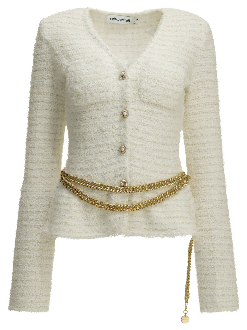 Self-portrait Self-portrait Textured-knit Cardigan White Women - World Class Fashion