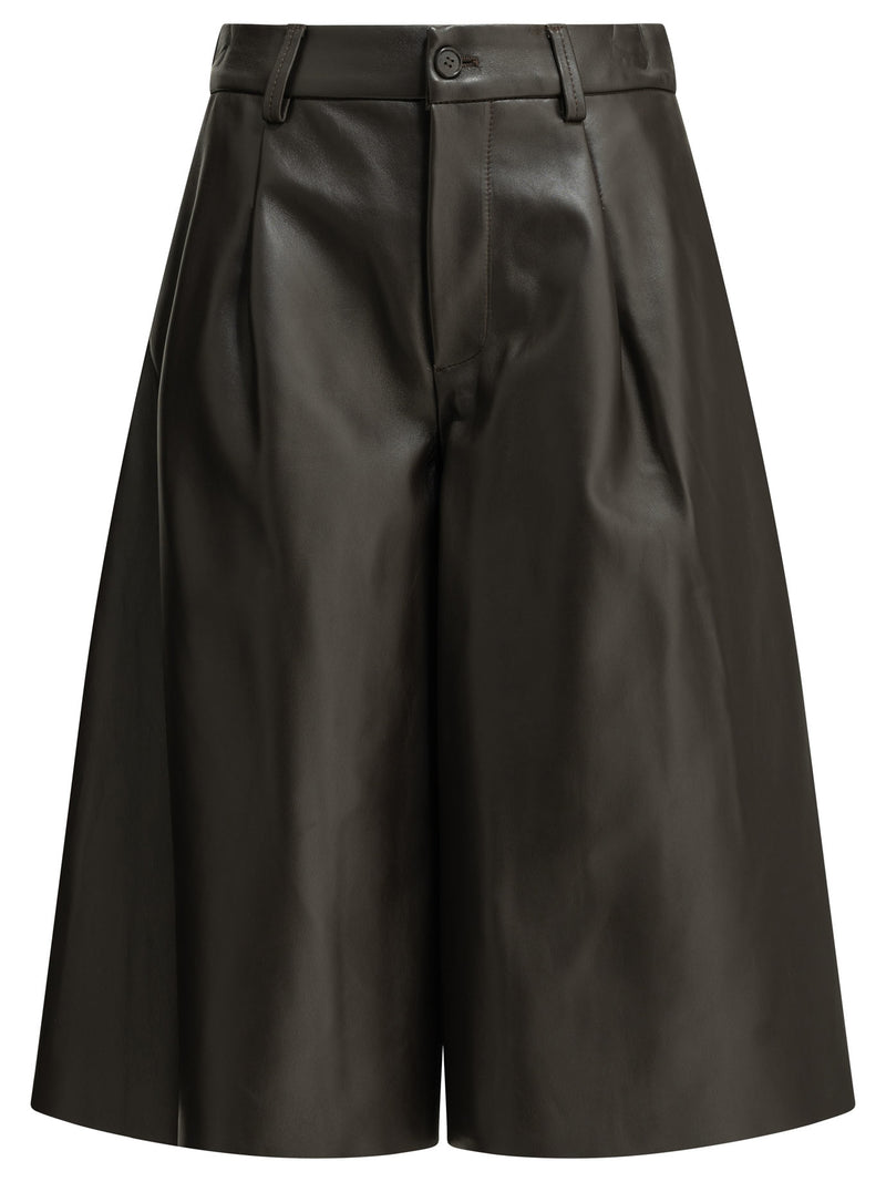 Semper Semper Formal Leather Shorts Brown Women - World Class Fashion