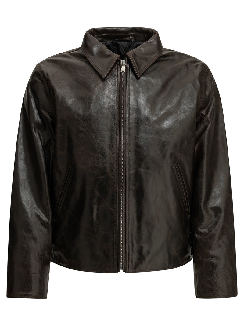 Stüssy Stüssy Leather Jacket Dark Brown Men - World Class Fashion
