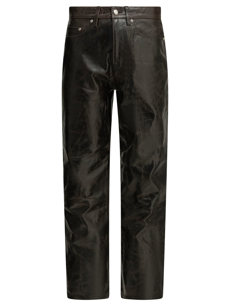 Stüssy Stüssy Casual Leather Pants Dark Brown - World Class Fashion