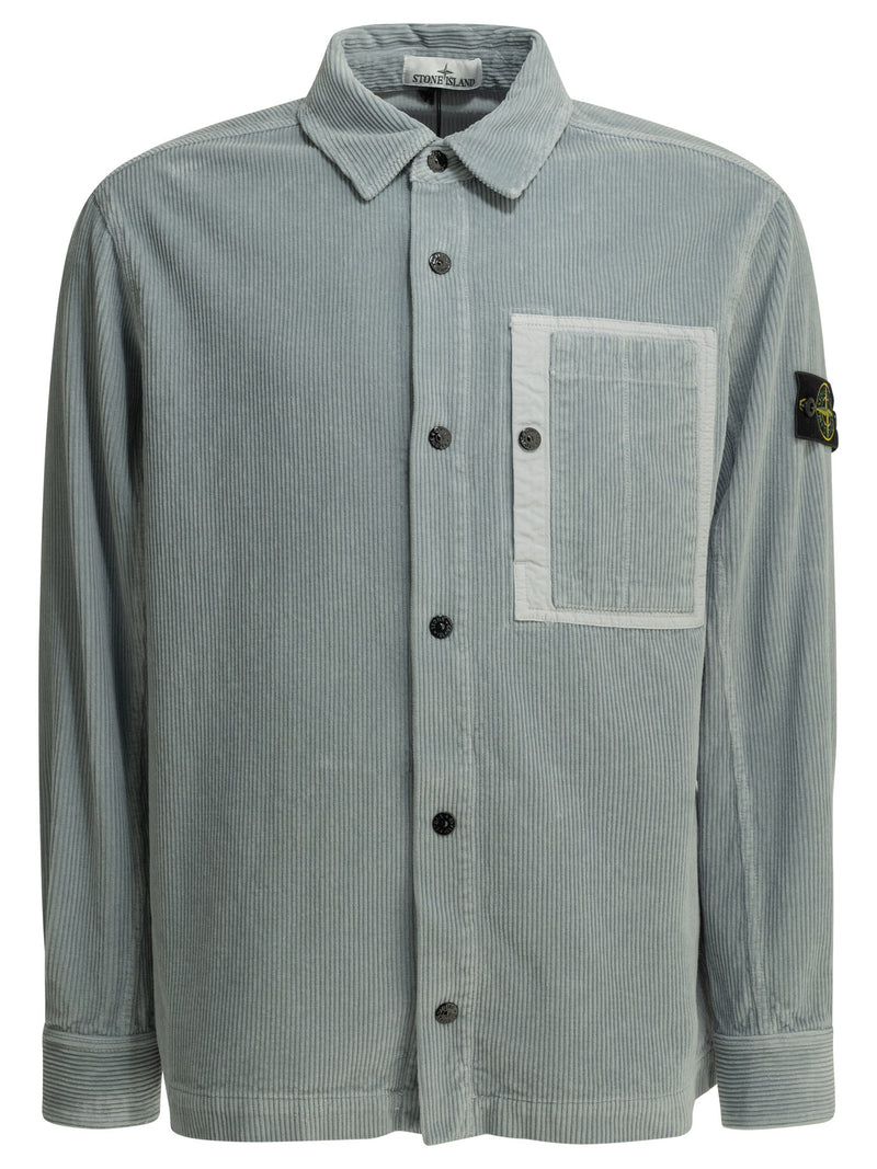 Stone Island Stone Island Corduroy 800 Overshirt Jacket Light Blue - World Class Fashion