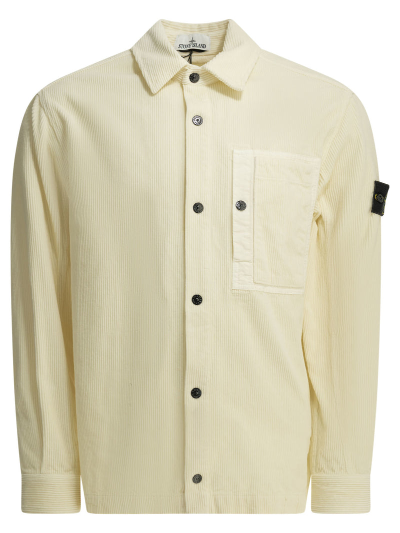 Stone Island Stone Island Corduroy 800 Overshirt Jacket White - World Class Fashion