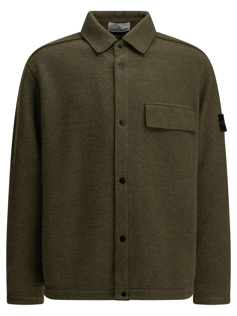 Stone Island Stone Island Micro Bouclé Overshirt Jacket Green - World Class Fashion
