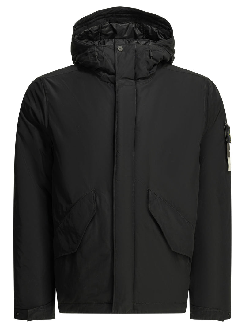 Stone Island Stone Island Crinkle Reps Ny Short Down Jacket Black - World Class Fashion