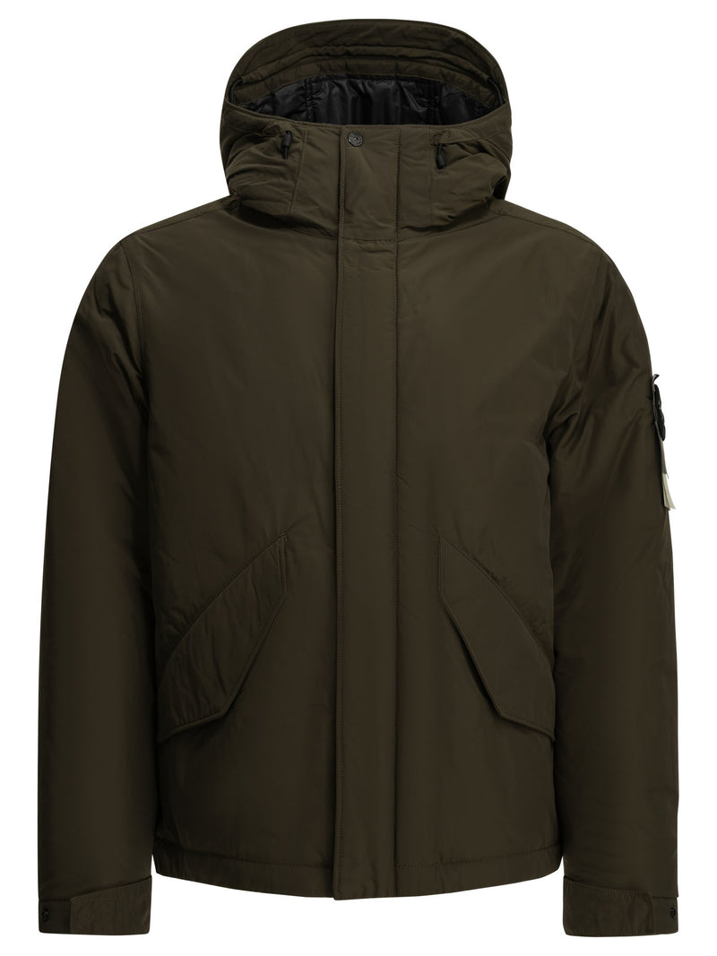 Stone Island Stone Island Crinkle Reps Ny Short Down Jacket Brown - World Class Fashion