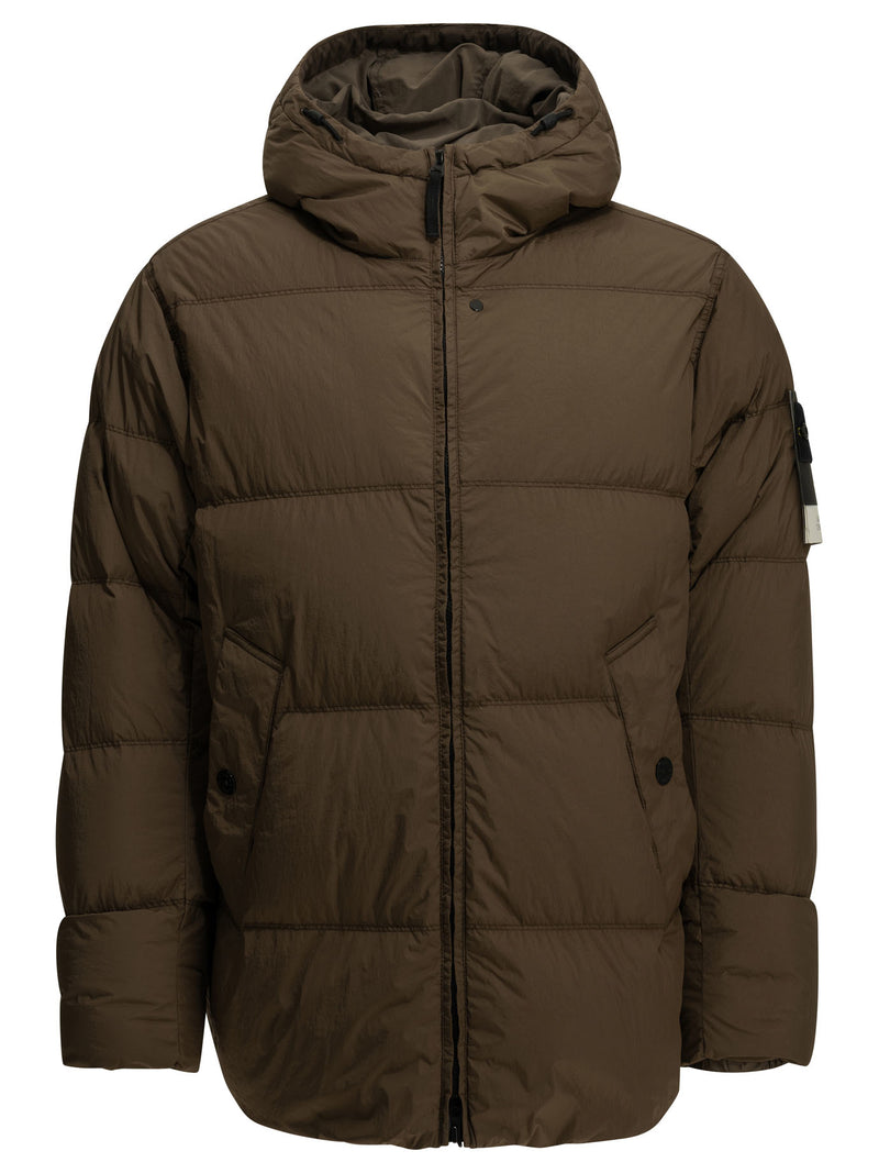 Stone Island Stone Island Crinkle Reps Ny Short Down Jacket Brown - World Class Fashion