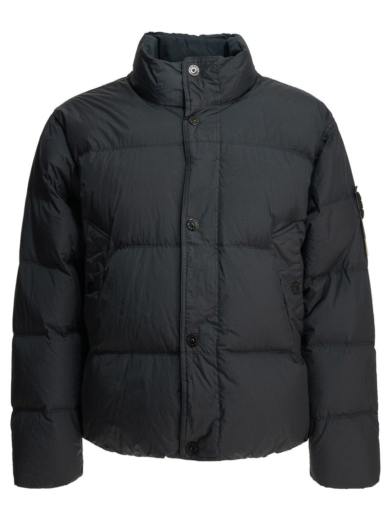 Stone Island Stone Island Crinkle Reps Ny Short Down Jacket Blue - World Class Fashion