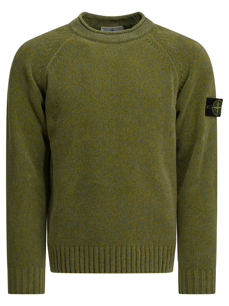 Stone Island Stone Island Mouliné Crew-neck Sweater Green - World Class Fashion