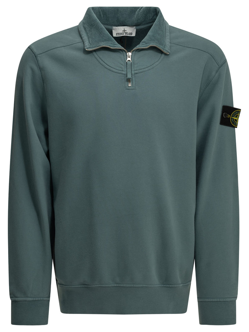 Stone Island Stone Island Half-zip Sweatshirt Light Blue - World Class Fashion