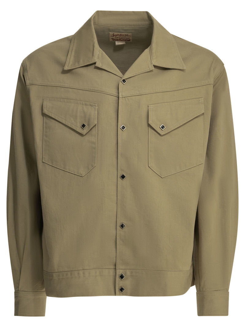 Sugar Cane Sugar Cane Western Native American Overshirt Jacket Beige - World Class Fashion
