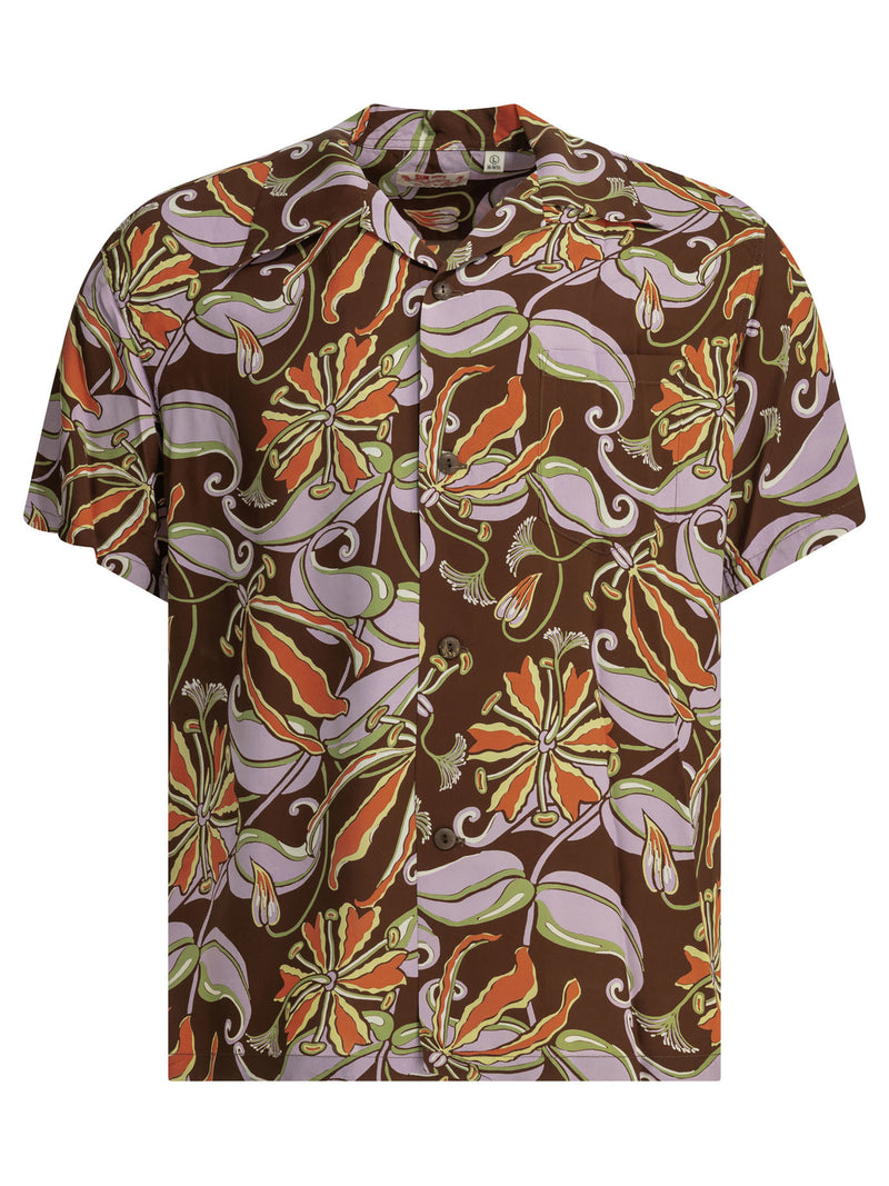 Sun Surf Sun Surf Spider Lily Casual Shirt Brown - World Class Fashion