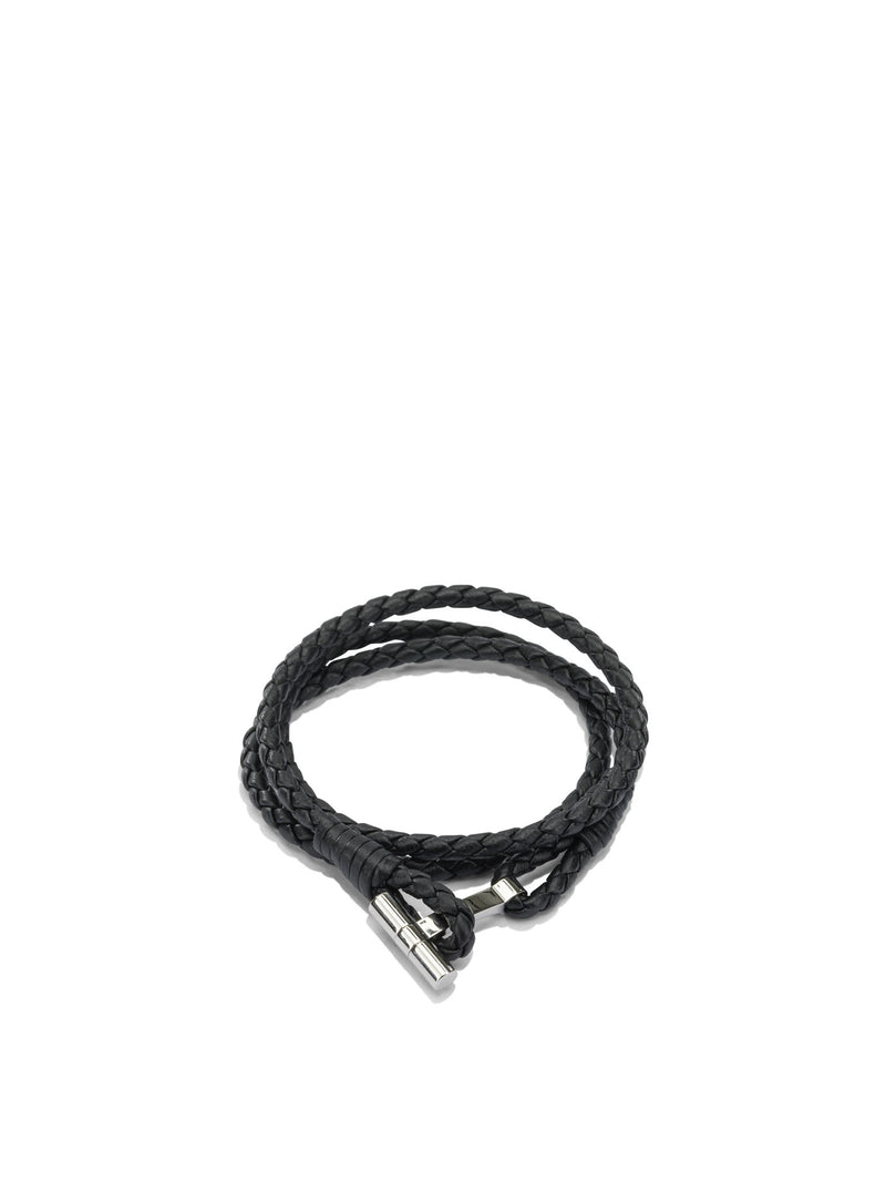 Tom Ford Tom Ford Braided Leather Bracelet Black - World Class Fashion