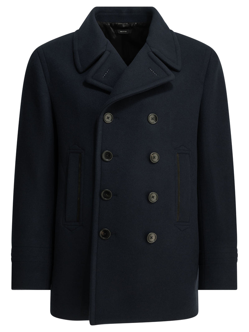 Tom Ford Tom Ford Short Wool Felt Coat Blue - World Class Fashion