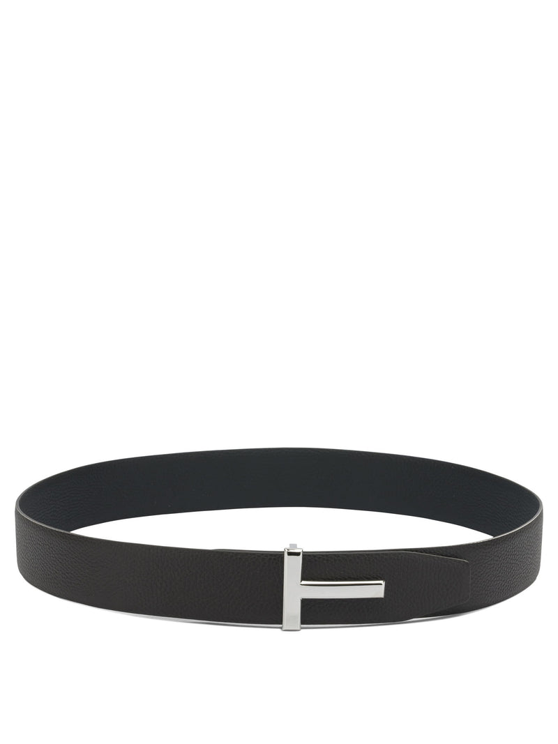 Tom Ford Cinturón reversible de piel T Icon de Tom Ford, marrón - World Class Fashion