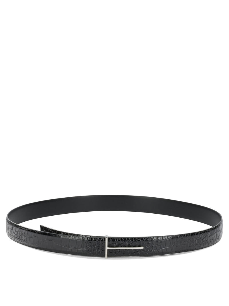 Tom Ford Tom Ford T Line Leather Belt Black - World Class Fashion