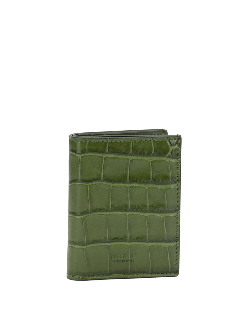 Tom Ford Tom Ford Foldable Crocodile-print Cardholder Green - World Class Fashion