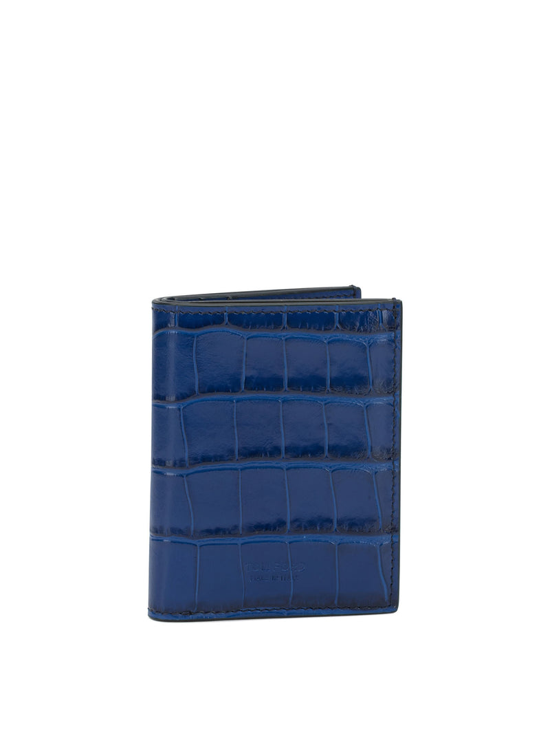 Tom Ford Tom Ford Crocodile-print Cardholder Blue - World Class Fashion