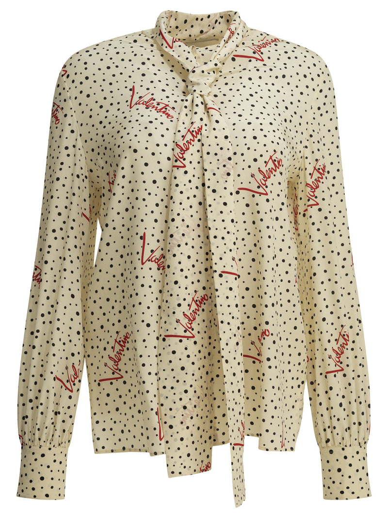 Valentino Valentino Plus De Pois Silk Shirt White - World Class Fashion